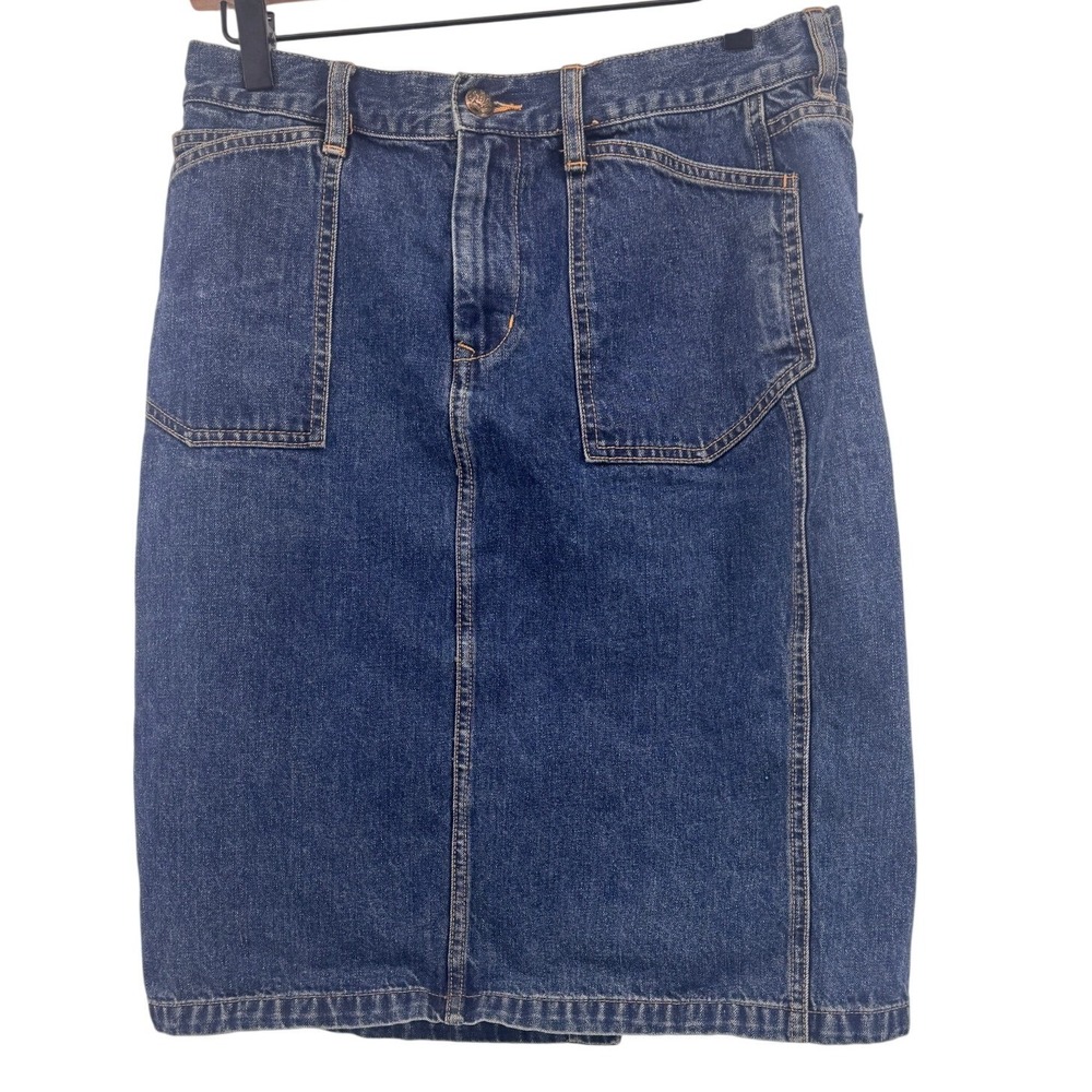 Lauren Ralph Lauren LRL Jeans Co Denim Midi Skirt Blue Patch Pocket Size 4